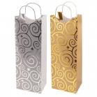 Gift Bag Shiny Swirls W/Metal Handle Silver Or Gold Flashing Bulbs 0