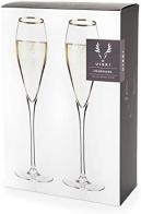 Viski Belmont Gold Rimmed Champagne Flutes 2pk 0