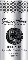 Phase Three Brewing Trio Of Stars Double Ipa (4 pack 16oz cans) (4 pack 16oz cans)